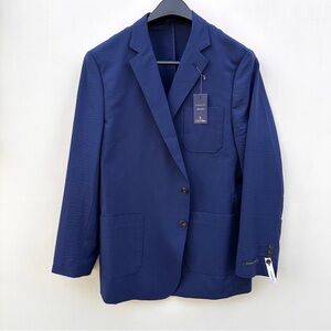 NWR Stafford Blazer Sport Coat Mens 52 REG Navy Blue Seersucker Cotton Wool $168
